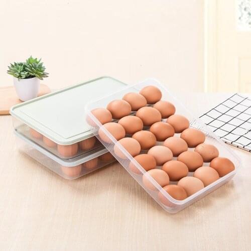 24Grid Egg Storage Box Kitchen Eggs Holder Stackable Plastic Freezer Dust-proof Portable Egg Storage Organizer Container Durable