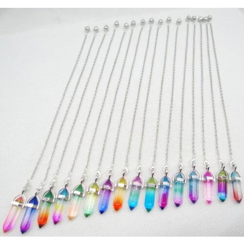 Hot Selling Natural Gem Stone Quartz Crystal Healing Pendant Hexagonal Pendulum for Charm Dowsing Divination Men women 1pc