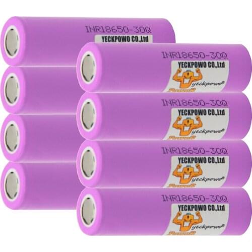 Russian Warehouse Fast Delivery inr 18650 battery 30Q li-ion batteries lithium 3000mah 3.7V 10C rate high drain flat top