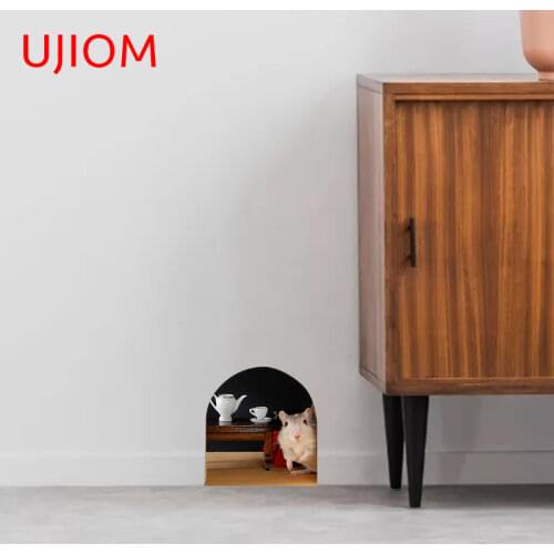 UJIOM Landscape Mouse Hole for Tea Wall Stickers Furniture Anime Waterproof Bedroom Bathroom Kitchen Decorative Sticker Decals