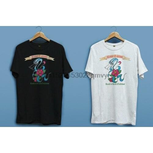New Rose Tattoo RocknRoll Outlaws Rock White Black T-shirt Shirts Tee XS-2Xl