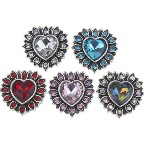 New Valentines Day sweet cute heart Snap Button For Women Fit DIY 18mm Snap Jewelry Elastic Snaps Buttons Bracelet Jewelry