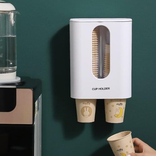 Disposable Paper Cups Dispenser Plastic Cup Holder for Water Dispenser Wall Mounted Automatic Cup Storage Rack Cups Container
