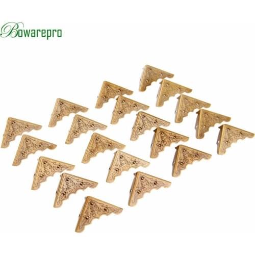 20Pcs Antique Corner Decorative Protector Jewelry Box Gift Wine Chest Box Wood Case Feet Leg Mental Corner Guard for Furniture