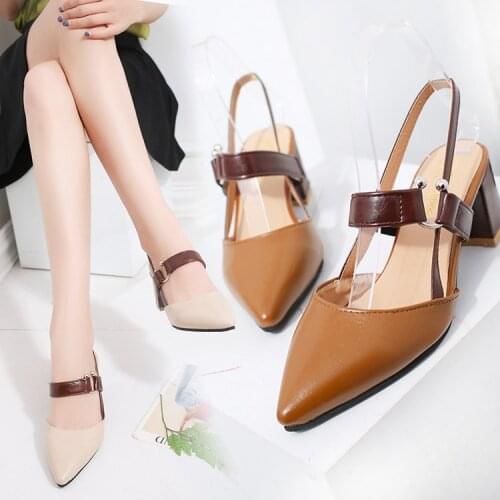 Sandals Womens Summer New Fashion European and American Thick-heeled High-heeled Womens Pointed Mary Jane Shoes Shoes 35-42