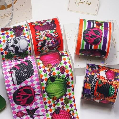 DIY Halloween Printed Grosgrain Ribbon For Craft Supplies Sewing Accessories 5 Yards, Planar Resins Mold 10 Pieces. 56183