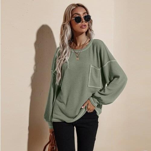 Loose Streetwear Fashion Solid O-Neck Full Sleeve Autumn Winter Sweatshirts Women Brand New Casual Pullovers Knitted Coat Female