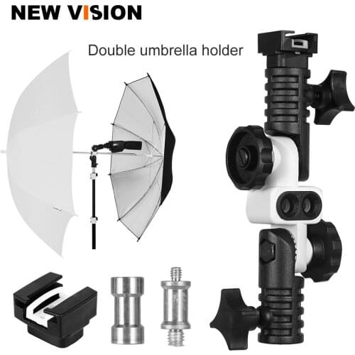 Universal Metal Cold Shoe Mount Flash Hot Shoe Adapter for Trigger Double Umbrella Holder Swivel Light Stand Bracket