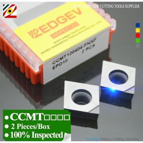 EDGEV 2 PCS PCD Insert CCMT060202/04 CCMT09TM02/04 CCMT120402/04/08 CCMT Diamond Inserts Lathe Cutter CNC Tools