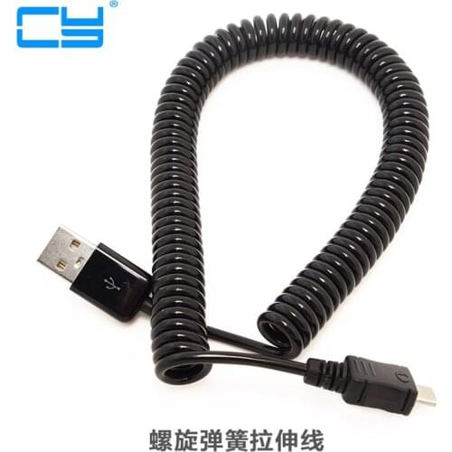 Retractable 90 degree usb micro usb kabel Charge USB to Micro USB Spring Cable Data Sync Charger Cord Coiled Cabo