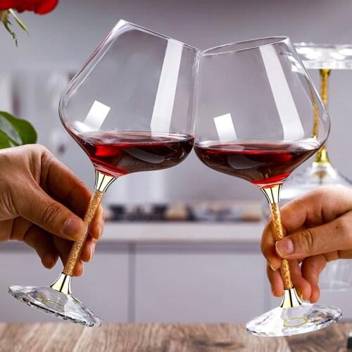 High Grade 24K Gold Foil Burgundy Crystal Wine Glass Decanter Set Cup Holder Champagne Glasses Goblet Home Party Drinkware