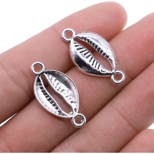 WYSIWYG 10pcs 28x14mm Conch Shell Charm Jewelry Making Cowrie Shell Connector Charms For Jewelry Making
