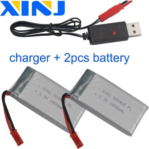 XINJ 2pcs+charger 3.7V 1800mAh 25C Rechargeable Li-Polymer Li-po battery LI-ion forYX693-1 YX709-1 JJRC A6 Toys RC Drone 903465