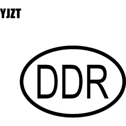 YJZT 13.6CM*9.3CM DDR Germany Country Code Oval Car Sticker Vinyl Decal Black Silver C10-01196