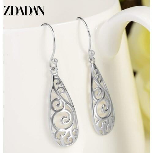 ZDADAN 925 Sterling Silver Water Droplets Dangle Earrings For Women Fashion Jewelry Accessories Wholesale