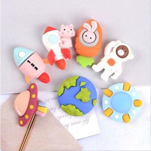 10Pcs/lot Cartoon Aerospace series Resin DIY Crafts Supplies Phone Shell Decor Hair Handmade decorative accessories
