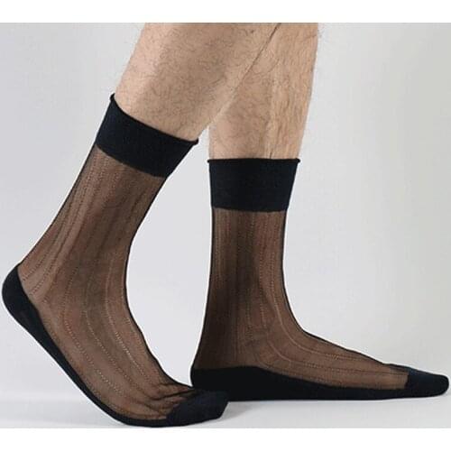 2 Pairs/Lot Men Spring/Summer Super Thin Fancy Stockings Male Pure Cotton Transparent Glass Hollow Out Cool Socks Loafer Meias
