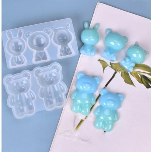 2Pcs Homemade Bear and Doll Cute Three-Dimensional Set-Up Jewelry Silicone Mold Diy Crystal Epoxy Mold