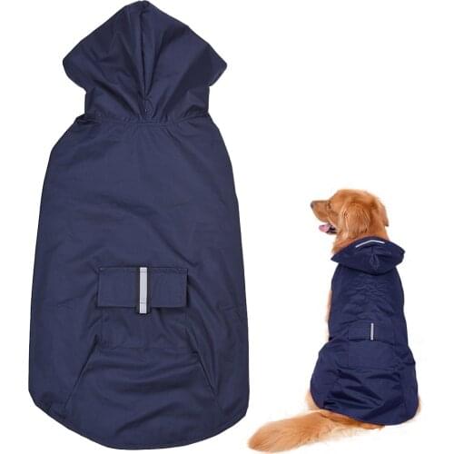 4XL-6XL Reflective Pet Dog Clothes Dog Rain Coat Raincoat Rainwear with Leash Hole For Medium Large Dogs