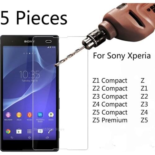 5 PCS Tempered Glass For Sony Xperia Z Z1 Z2 Z3 Z4 Z5 Premium Compact Mini Screen Protector Z3C Z5C Z4C Protective Film Glass