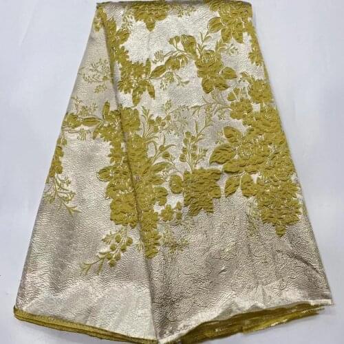 5Yards New African Brocade Fabric Jacquard Material 2021 Damask Lace Floral Cloth Nigerian Tissu Tela Africaine Dentelle PJZ16