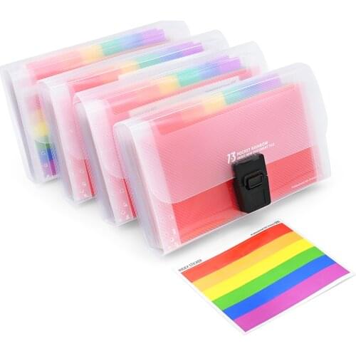 A6 Plastic Portable File Folder Extension Wallet Bill Receipt File Sorting Organizer Office Storage Bag Folders Filing Products