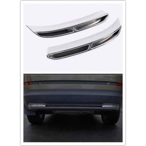 ABS Chromed Exterior Rear Exhaust muffler tail Pipe Outlet Decoration Trim 2PCS For Skoda Kodiaq 2016 2017-2018 2019 2020