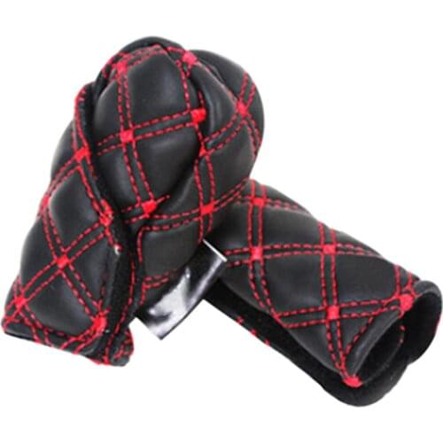 Car Faux Leather Gear Shift Knob Cover Hand Brake Cover Sleeve 2 in 1 Set Car-mounted Hand Brake Block Gear Shift Collars Cover