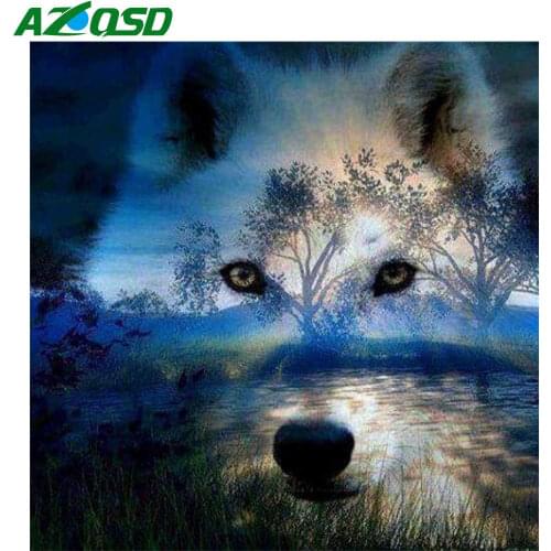 AZQSD Diamond Painting 5d Wolf Animal Diamond Embroidery Sale Handmade Home Decor Gift Needlework Picture Of Rhinestones