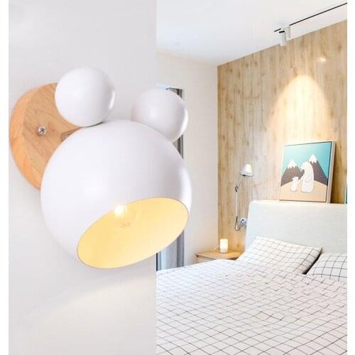Free Shipping Modern Minimalist Bear Color Macaron Decorative Wood Wall Lamp Beside Lamp For Dining Room Foyer Bedside LED Light