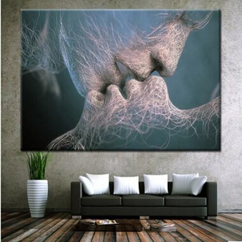 Black Love Kiss Canvas Painting Abstract Print Poster Pictures Home Bedroom Living Room Background Decoration Wall Art Mural