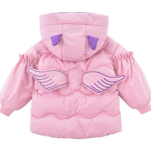 Toddler Girls Thicken Warm Winter Coats With Wings Princess Coat For Children Hooded Jackets Kids Outerwear 2 3 4 5 6 Years