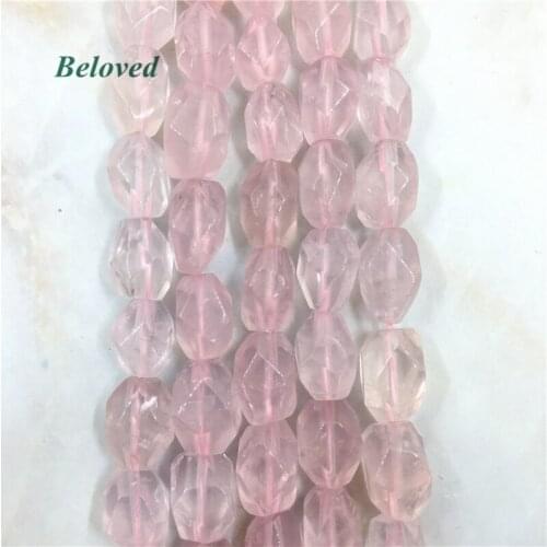 Hot Sale Faceted Rose Quartzs Nugget Loose Beads, Natural Pink Crystal Quartz Gems Necklace Making Spacer Findings, BG18054