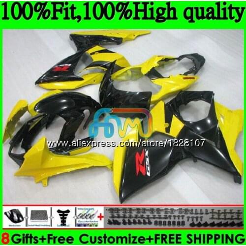 K9 For SUZUKI GSXR-1000 GSXR 1000 09 10 11 12 13 15 16 44BS.25 GSXR1000 2009 2010 2011 2012 2014 2015 2016 Yellow black Fairing
