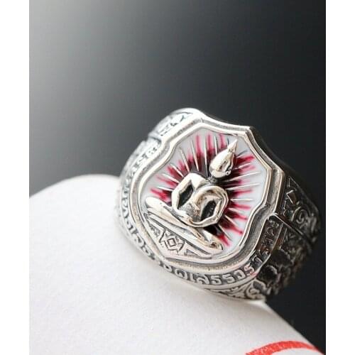 S925 pure silver ring for woman finger ring retro Silver Ring for Man Silver Buddha 100% real 925 silver Men rings women rings