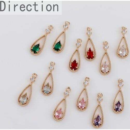 Copper accessories color protection hanging plated long water drop Zircon Pendant DIY Necklace Handmade material accessories
