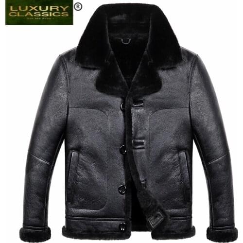Men Jacket Genuine Leather Winter Sheep Shearling Coat 2021 Thick Warm Wool Liner Real Sheepskin Leather Coats Hiver M811