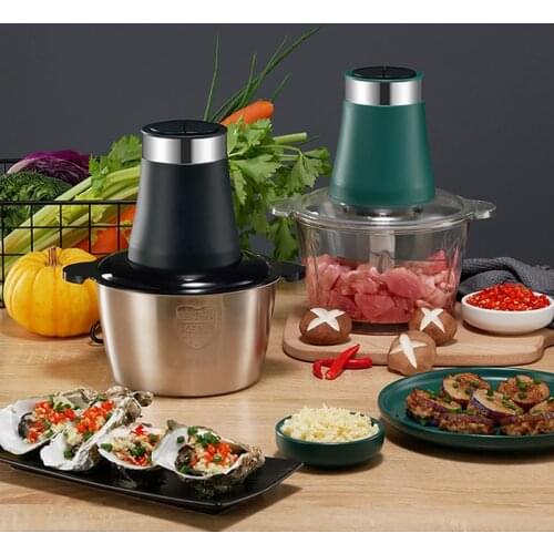 Meat Grinder 2 Speeds Stainless Steel Electric Chopper 2L Food Processor Slicer 220V Mincer Food Garlic Vegetable Meat Chopper