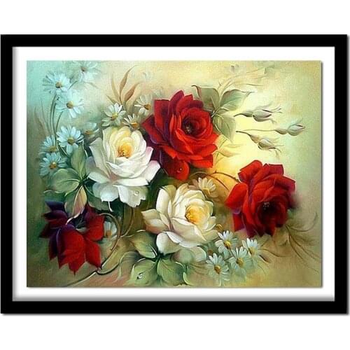 Needlwork Diamond Embroidery Floral DIY Diamond Painting Cross Stitch Beautiful Rose Crystal Full Diamond Set Decorative BJ398