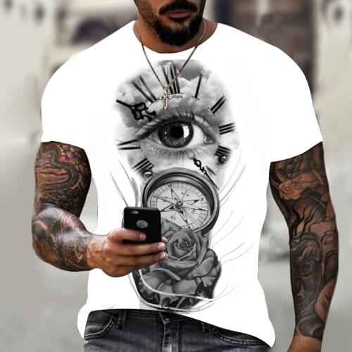 2021 New Mens Summer 3D Printed Compass T-Shirt Hip-Hop Style Large Size T-Shirt Cross Style Short Sleeve Clothing XXS-6XL