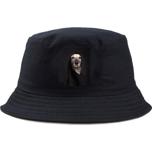 Bucket Hat Noble Dog Printing Panama Hat 2021 Solid Casual Fishing Cap Reversible Summer Floppy Cool Bob Hat Fashion Black Hat