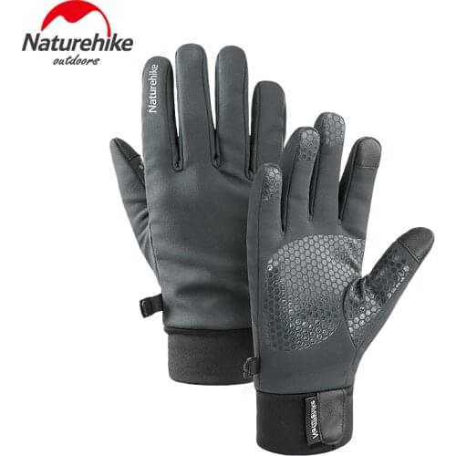Naturehike Touch Screen Slim Five Fingers Gloves Soft Patchwork Sports Cycling Fleece Glove Kit Hiking Driving Winter Spring Red