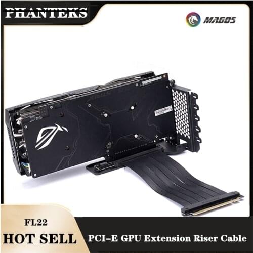 Phanteks PCI-E GPU Extension Riser Cable, Universal Durable 180 Degree To 90 Degree Graphics Card Vertical Extension Line, FL22