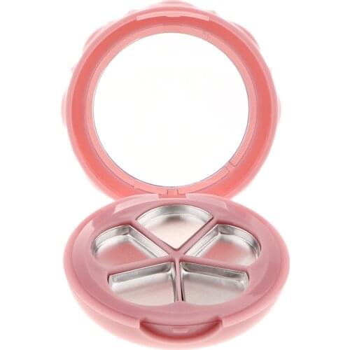 Empty 5 Fields Eyeshadow Palette Makeup Cheek Red Cosmetic Travel Case