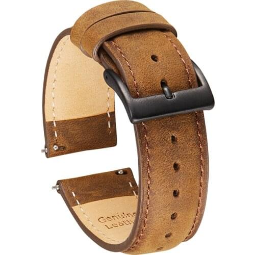 Vintage Men Genuine Leather Watchbands Crazy Horse Military Watch Straps 20mm 22mm Quick Release Strap Watch Accessories