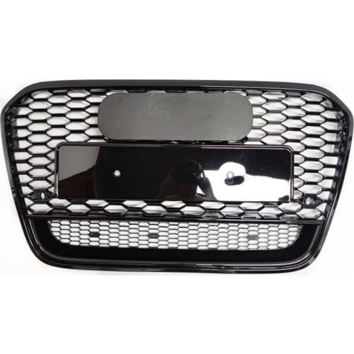 For RS6 Style Front Sport Hex Mesh Honeycomb Hood Grill Black For Audi A6/S6 C7 2012 2013 2014 2015 RS6 Quattro Style Grill