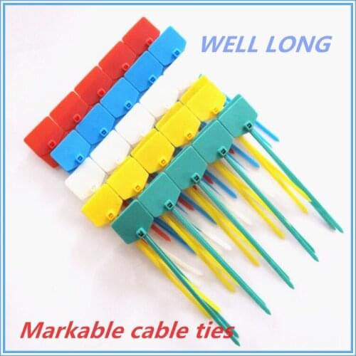 100pcs/bag 5 Color 4*200mm Self-Locking Nylon Wire Cable Zip Ties, Cable Ties,Markable Cable Ties,Red Yellow Blue Green White
