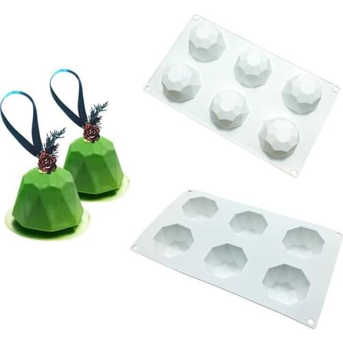 Silicone French Mousse Cake Molds 3D Bakeware DIY Mould, 6 Holes Gem