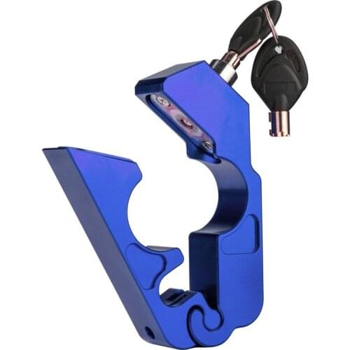 Blue Universal CNC Aluminum Motorcycle Handlebar Lock Anti-Theft Security with 2