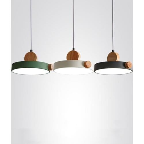 Nordic Led Indoor Wood Pendant Light Fixture Luminaire Modern Metal Kitchen Dining Room Hanging Lamp Luminaire Home Decor Wooden